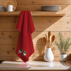 Magnifique serviette de cuisine brodée avec un motif de Noël, de haute qualité, 100 % coton, pour une utilisation en cuisine - Product Image 1