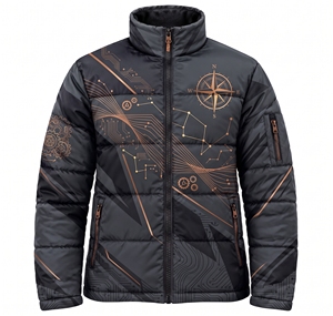 Veste d'hiver unisexe personnalisée, sublimée, épaisse et chaude, verte, imprimé montagne aztèque, coupe-vent, rembourrée, style streetwear. - Product Image 4