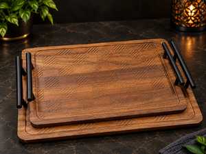 Plato de Madera Ecológico y Versátil para Servir, Ideal para el Hogar, Restaurantes, Hoteles, Fiestas, Picnics, Decoración de Cocina, Tabla Rectangular para Comida - Product Image 1