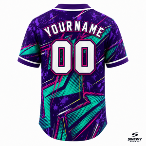 Maillot de baseball personnalisé Sinewy, imprimé géométrique sublimé, anti-humidité, manches courtes, unisexe adulte, toutes saisons - Product Image 3
