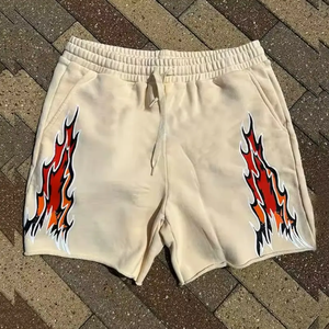 Shorts décontractés pour hommes en coton 100% avec strass, taille mi-haute, cordon de serrage, respirants, en tissu tricoté, couleur Teal - Product Image 5