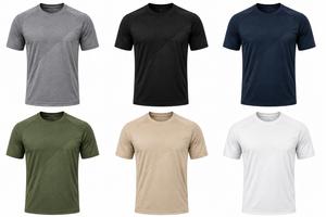 Men's Gray Short Sleeve O-Neck T-<b>Shirt</b> Slim Fit Quick Dry Knitted Solid Color Casual Style Regular Length <b>100</b>% <b>Polyester</b> - Product Image 6