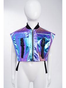 Veste en tissu métallisé pour filles de 6 à 16 ans avec poches à boucle, costumes de scène, décontractée, pour enfants, jazz, hip hop, danse, costumes de danse de salon, latin - Product Image 5