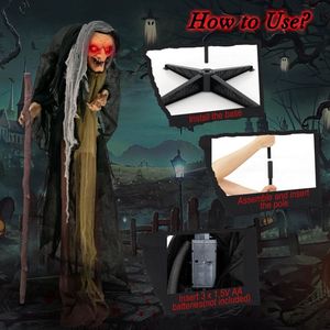 Life-Size Animatronic <b>Witch</b> for Halloween <b>Decoration</b> with Pre-Recorded Phrases - Product Image 2
