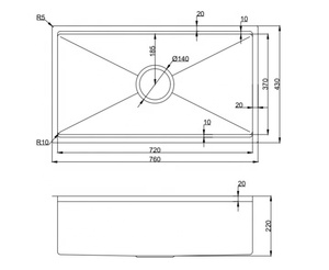 Luxury Embossed 304 Stainless Steel <b>Kitchen</b> <b>Sink</b> Handmade Undermount <b>Sink</b> Anti Scratch with very good prices from Vietnam - Product Image 6