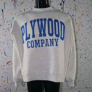 Sudadera de cuello alto PLYWOOD COMPANY WHITE 100% azul cielo con bordado de apliques, sudadera de cuello ancho con hilos finos - Product Image 1
