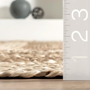Oval Jute Braided Area <b>Rug</b> Striped Natural Farmhouse Style Flat Weave Non-Slip Living Room Decor - Product Image 3