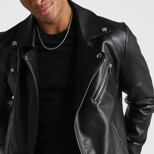 Chaqueta de Cuero Casual para Hombre al por Mayor, Peso Estándar, Nuevo Estilo, Moda Urbana, Cuello Alto, Logotipo Frontal - Product Image 6