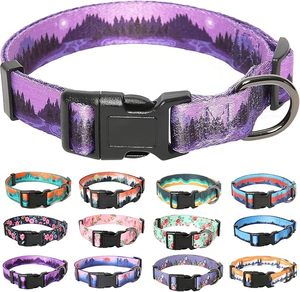 Fashion Print Nylon <b>Dog</b> <b>Collars</b> Adjustable Buckle Closure <b>Small</b> Breed All Seasons Patterned Pet <b>Collars</b> - Product Image 1
