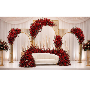 Pantallas Metálicas Modernas para Escenarios, Ideales para Bodas y Eventos de Lujo, Decoración de Arco Dorado para Recepciones y Compromisos - Product Image 1