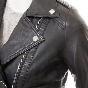 Vestes en cuir pour femmes, col rabattable, imperméables, doublées de coton, chaudes pour l'hiver, matelassées, pour l'extérieur, col amovible - Product Image 4
