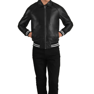 Veste en cuir varsity élégante pour homme Rahsal Industries, à capuche, respirante, coupe-vent, streetwear - Product Image 6