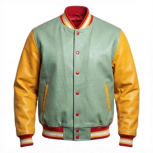 Custom Wool Body Genuine Leather Sleeves <b>Varsity</b> <b>Jacket</b> <b>Vintage</b> Letterman Outerwear College Baseball <b>Jacket</b> With Snap Buttons - Product Image 2
