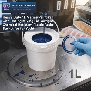 Heavy Duty 1L Marine Paint Pail with Dosing Mixing Lid Airtight Chemical Resistant Plastic Resin Bucket for <b>Yacht</b> - Product Image 1