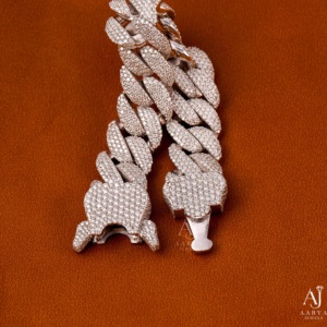 Chaîne et bracelet cubains AARVA JEWELS en moissanite sertie de pierres, multi-plaqué, style hip-hop, cadeau unisexe - Product Image 5