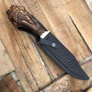 มีดล่าสัตว์แบบใบตายตัวจาก Product Palace LLC ผลิตจากเหล็กกล้าคาร์บอนสูง พร้อมด้ามไม้ ของขวัญสำหรับเขา - Product Image 6