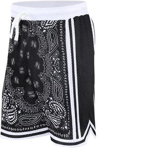 Shorts sans manches unisexe noir à imprimé cachemire avec cordon de serrage, coupe ample, en spandex, pour la course et la gym - Product Image 3