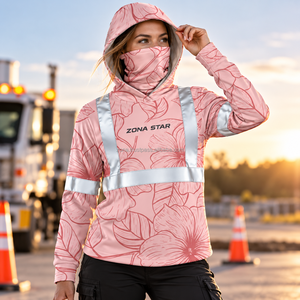 Zona Star - Ropa de Trabajo Reflectante de Alta Visibilidad con Estampado Floral Rosa Personalizado, Secado Rápido, Certificación CE, Diseño de Hojas Tropicales - Product Image 3