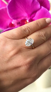 Anillo de compromiso solitario con diamante cultivado en laboratorio de 3 quilates, forma ovalada, para mujer, anillo de oro macizo de 14 quilates, anillo de boda nupcial, aniversario. - Product Image 2