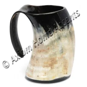 Chope à bière viking sculptée à la main en corne naturelle, tasse à café artisanale de qualité unique pour boissons, authentique et de classe - Product Image 4