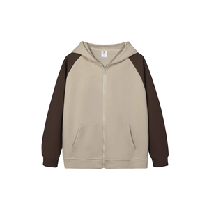 Sweat-shirt à capuche zippé pour homme, couleur verte, manches raglan, avec poche kangourou - Product Image 3