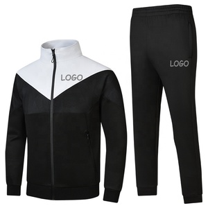 Drop shipping Mens Stripes Patchwork Zip up Sports Tracksuit Outfits 2 Piece <b>Jogger</b> Fitness Training Wear Set Sportswear - Product Image 1