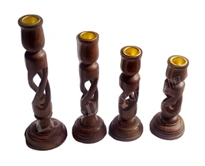 เชิงเทียนไม้มะม่วงคุณภาพสูงที่วางของตกแต่งงานแต่งงานในบ้านที่เป็นมิตรกับสิ่งแวดล้อมพร้อมสัญลักษณ์ตกแต่งผนังผิวแบบธรรมชาติและคุณสมบัติแกะสลัก - Product Image 1