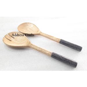 Cuchara para Ensalada de Madera de Mango con Mango de Resina, Diseño Moderno, para Uso en el Hogar, Hoteles y Restaurantes, Juego de Utensilios de Cocina - Product Image 6