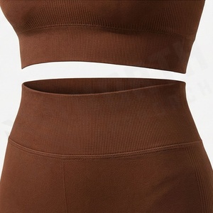 Ensemble de vêtements de sport pour femmes personnalisés, hauts de course à manches longues, couleur unie, vêtements de yoga, vêtements de fitness, vêtements de sport décontractés, vêtements de sport courts - Product Image 5