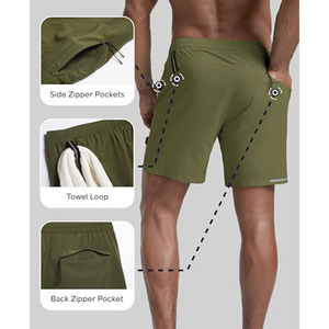 Custom Men's Workout Breathable Quick Dry <b>Mid</b> Eco-Friendly Sports Shorts Plus Size Joggers Beach Zipper Pocket Shorts For Men - Product Image 4