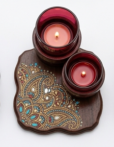 Round Wooden <b>Tea</b> <b>Light</b> Holder Handmade Home Decor <b>Christmas</b> - Product Image 5