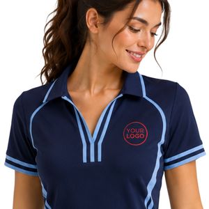 Ensemble polo et jupe plissée bleu marine pour femme, vêtements de sport personnalisés, respirants, à séchage rapide, haute performance - Product Image 5