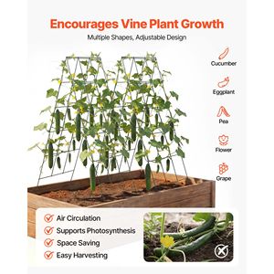 Cucumber Trellis, Paquete de 4 - Enrejados de Jardín con Estructura Metálica Inoxidable para Macizos Elevados, Soporte para Plantas Trepadoras, 50m, Liso - Product Image 4