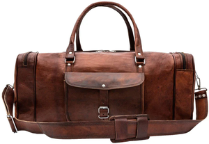 Bolsa de Viaje Grande, Bolsa de Gimnasio Hecha a Mano, Bolsa Vintage Marrón para Senderismo, Bolsas de Cuero Auténtico de Cabra - Product Image 3