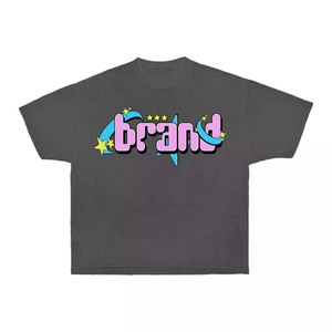 เสื้อยืดผู้ชายผ้าฝ้าย 100% ทรงหลวม พิมพ์ลาย เสื้อยืดโอเวอร์ไซส์ผู้ชาย 240 GSM ผ้าฝ้ายพรีเมียม สีดำ พิมพ์ลายพัฟ รับสกรีนโลโก้ - Product Image 3