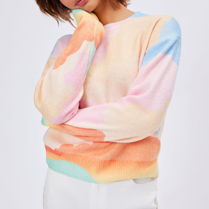 <b>Men</b> Women's Color Blocking Gradient Jacquard Knitted <b>Cardigan</b> Crew Neck Full Sleeve Casual 100% Acrylic/Nylon Anti-Pilling - Product Image 6