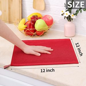 Panni da Cucina in Cotone 100% a Nido d'Ape Ultra Morbidi e Assorbenti ad Asciugatura Rapida 30x30 cm Confezione da 6 Asciugamani Rossi - Product Image 4