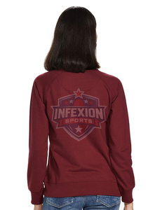 Sweat-shirt à col rond pour femme, couleur bordeaux, manches longues, 100% coton, tricoté, décontracté, couleur unie, respirant, coupe classique, automne - Product Image 5