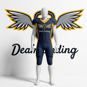 Conjunto de Uniforme de Fútbol Americano Azul y Amarillo de Dealn Trading con Logotipo, Uniforme de Fútbol Americano Transpirable de Alta Calidad para Venta en Línea - Product Image 1