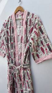 Bata Kimono de Algodón con Estampado Artesanal, Ligera, para Playa o Descanso - Product Image 2