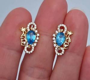 Pendientes de Topacio Azul Natural, Plata de Ley 925, Chapados en Oro de 14k, Hechos a Mano, Sin Níquel, Joyería Fina para Mujer, para Fiestas - Product Image 5