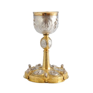 Trending Chalice Silver Gold Color Also Customized With Etching Design Chalice is handmade high-quality brass church supplies - Product Image 1
