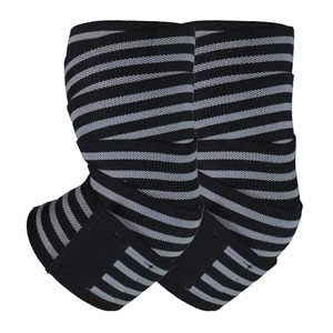 Wholesale Knee Pads Knitted <b>Black</b> Gray Striped Breathable Hook Loop Closure Unisex All Seasons Protection - Product Image 4