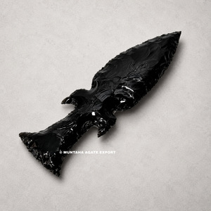 Sculpture de couteau en obsidienne noire, artisanale, forme libre, objet de collection, artisanat en pierres précieuses, qualité supérieure, 6 pouces - Product Image 1