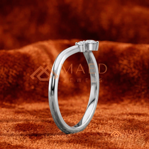แหวนเงินแท้ 925 ดีไซน์วิชโบนประดับมอสซาไนต์รูปตัววี สำหรับผู้หญิง แหวนแต่งงานเพชรแล็บทรงเชฟรอน เครื่องประดับหมั้น - Product Image 3