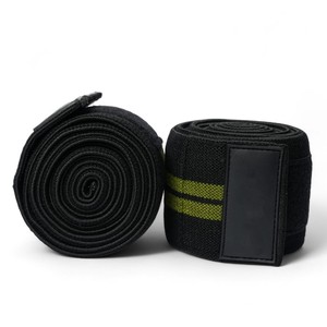 Genouillère tricotée noire à rayures vertes, respirante, fermeture auto-agrippante, universelle, unisexe, protection toutes saisons - Product Image 5