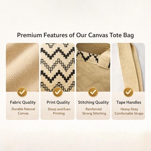 Cotton <b>Canvas</b> Biodegradable Reusable Eco-Friendly Patch Handle Shopping Sack Carry Bag Customizable Colors Silk Screen Printed - Product Image 3