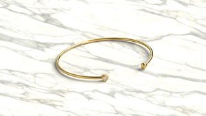 18K Gold Open Cuff Bangle Bracelet Bezel Set Round Diamond Torque Wire Bracelet <b>Plain</b> Ball Bead Stacking Bangles For Women - Product Image 3