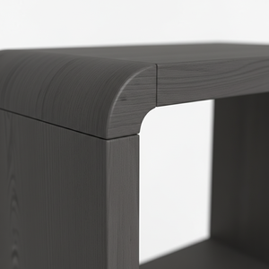 3-Shelf Eco-Friendly Modern Dark Grey Rubber Wood MDF Oak Veneer Bookcase <b>Storage</b> Shelving Unit Home Furniture - Product Image 4