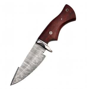 Handcrafted Industrial Grade Damascus Steel Fixed Blade Knife Deep Red Stabilized Wood Scales OEM <b>Craft</b> <b>Tool</b> Executive Display - Product Image 5
